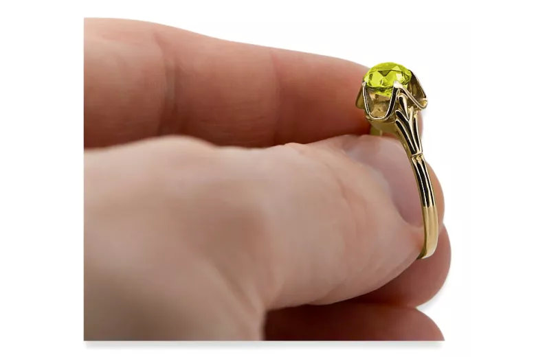 Žiedas Geltonasis peridotas 14k geltono aukso Vintažiniai papuošalai vrc023y